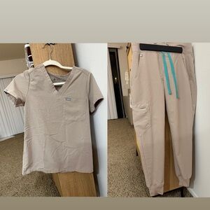 Figs Khaki Boulder Scrub Top and Joggers Set